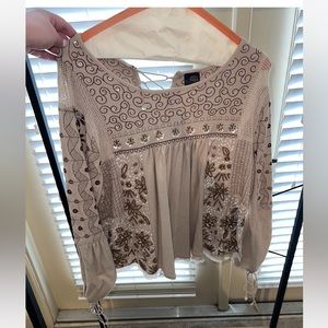 Tan beaded open back top